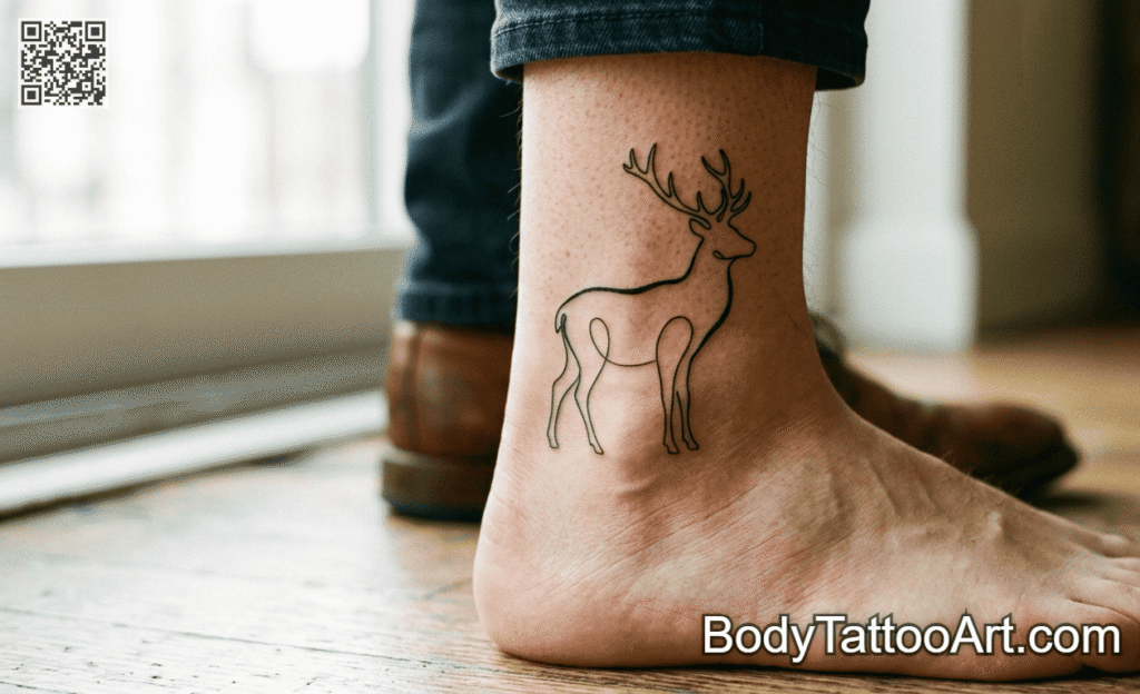 Continuous line Stag Tattoos