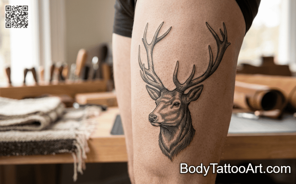 Engraving Stag Tattoos