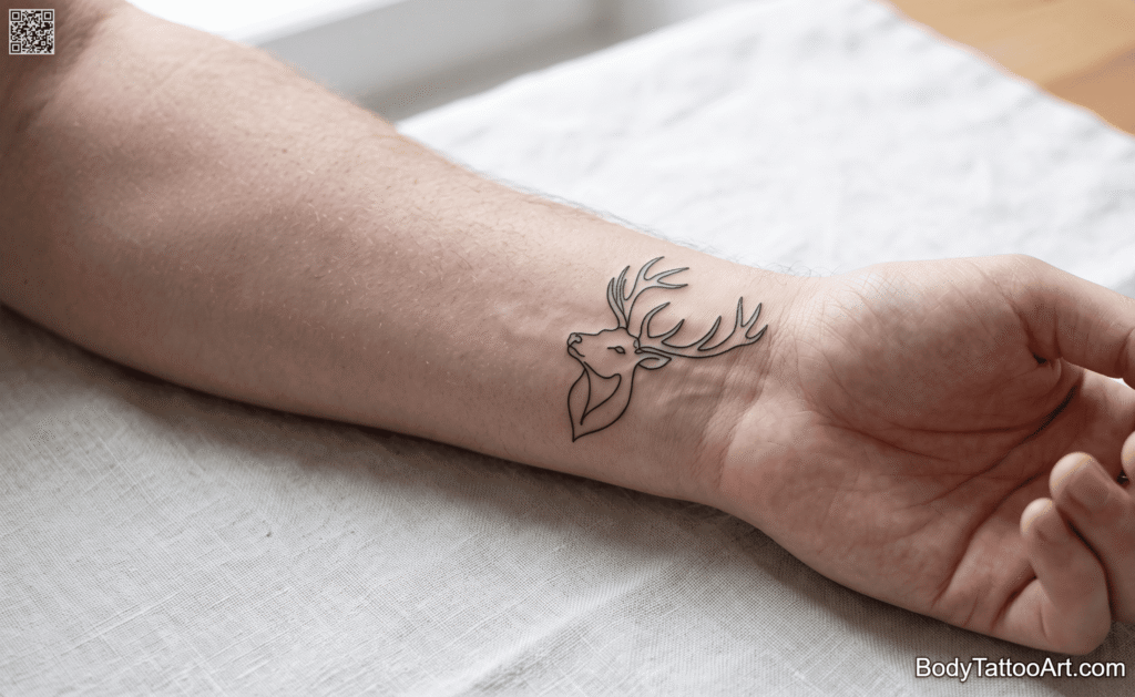 Single-line minimalist Stag Tattoos