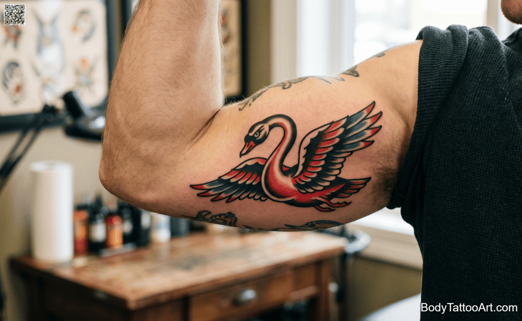 Traditional Swan Tattoo
