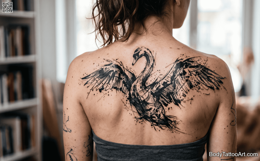 Abstract Swan Tattoo