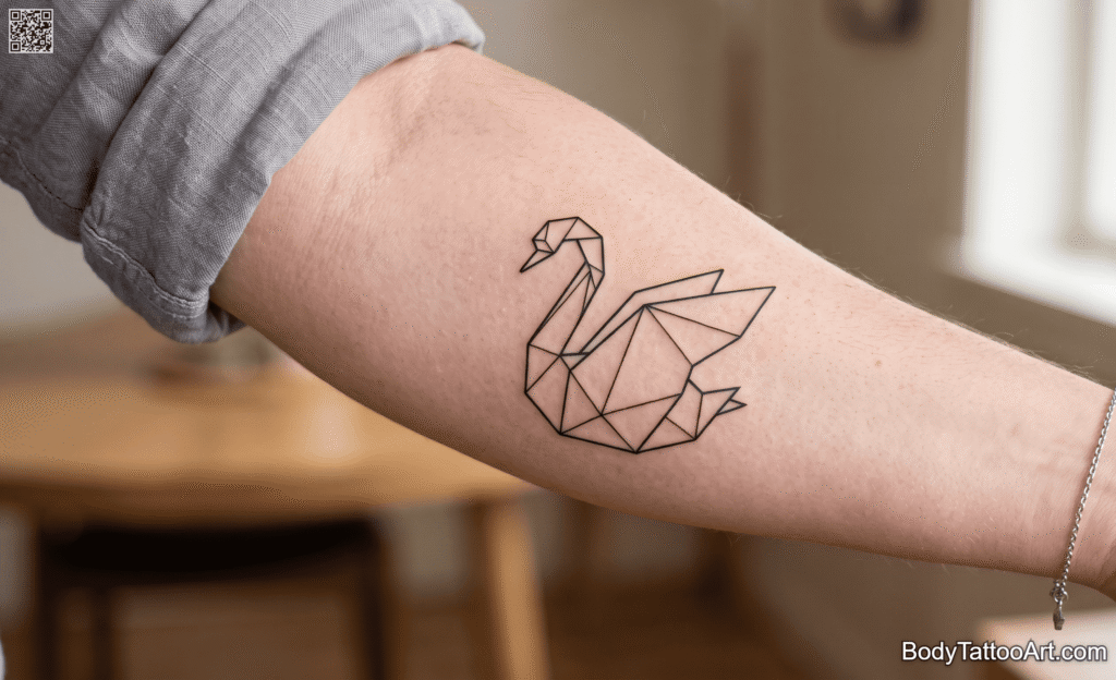  Origami-Style Swan Tattoos