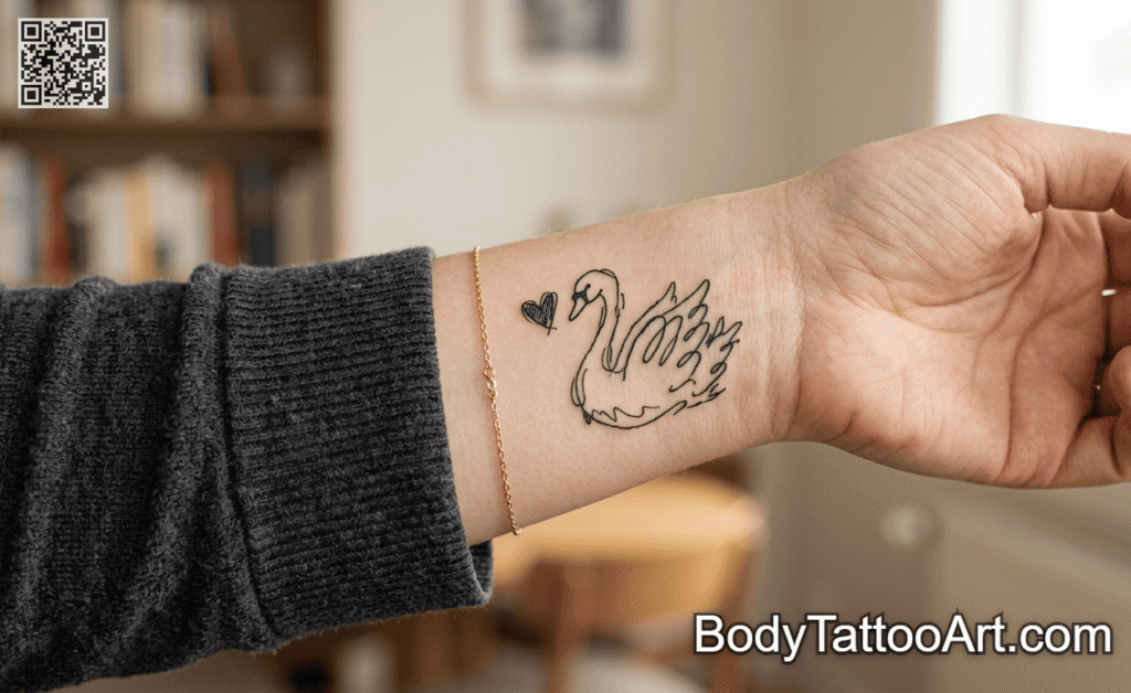 Doodle Swan Tattoos