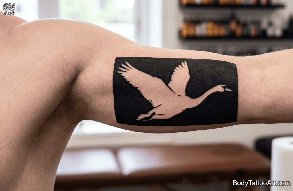 Negative Space Swan Tattoos