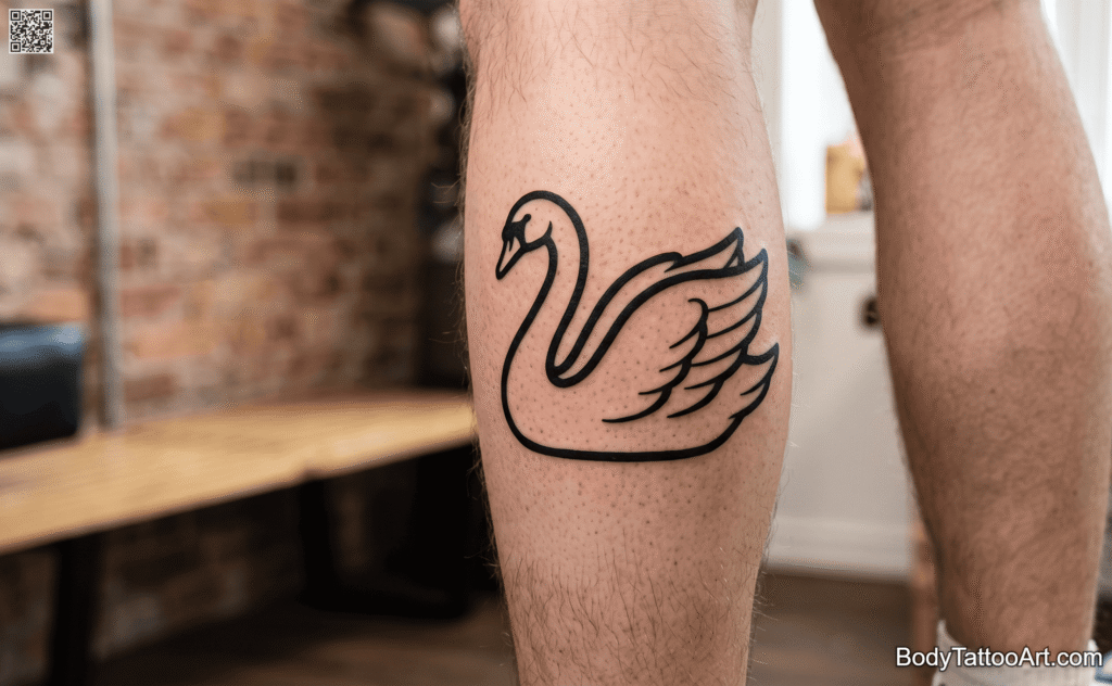  Bold Line Swan Tattoos