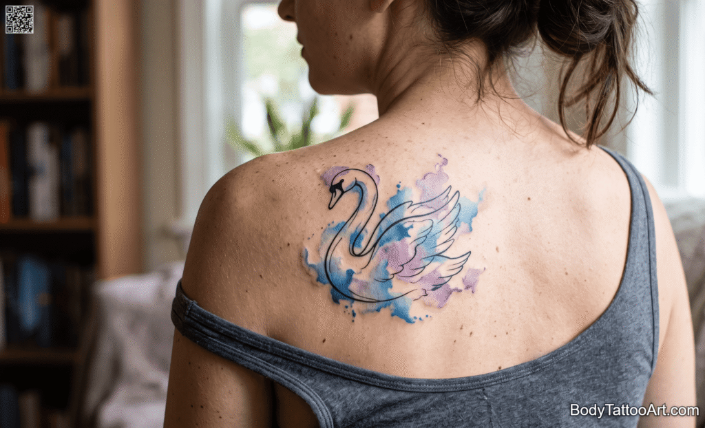 Watercolor Swan Tattoo