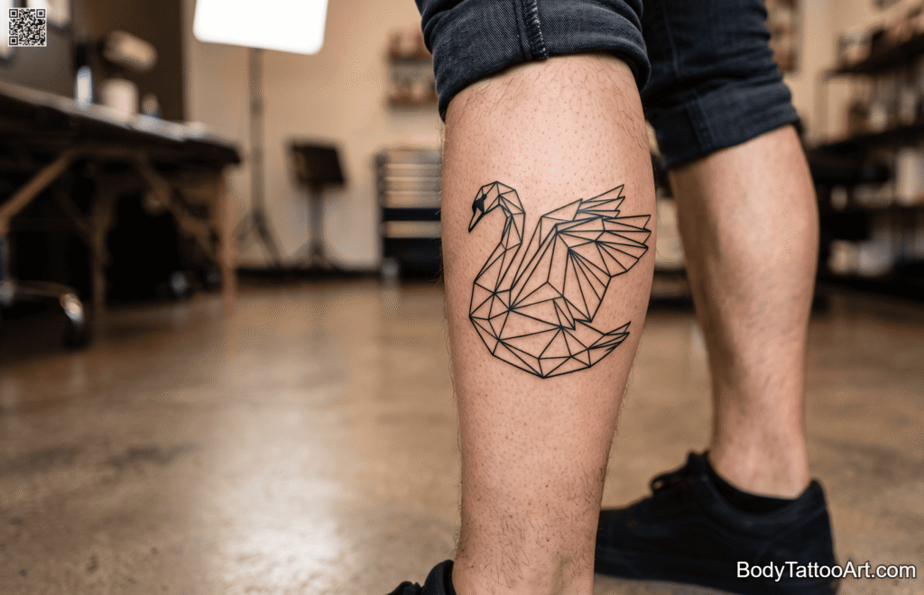 Geometric Swan Tattoo