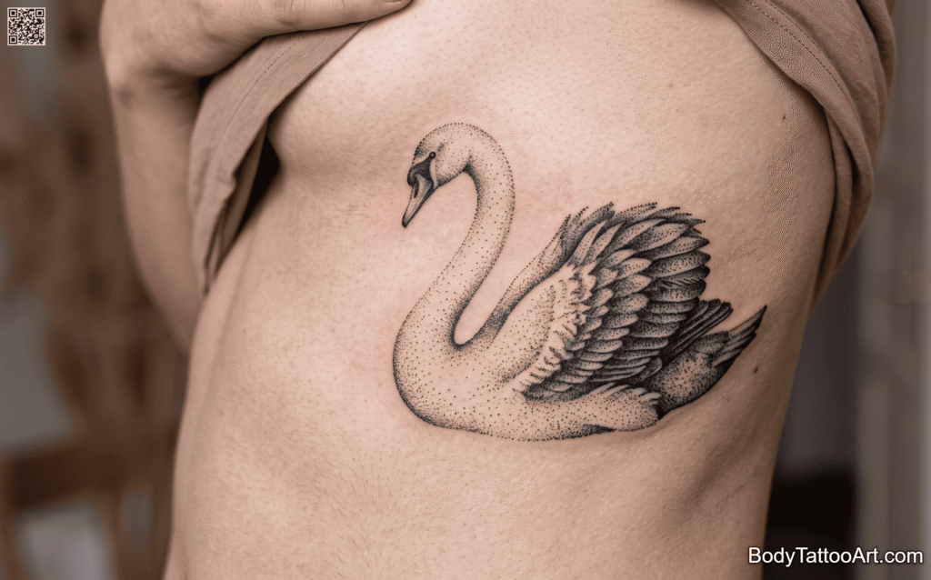 Dotwork Swan Tattoo