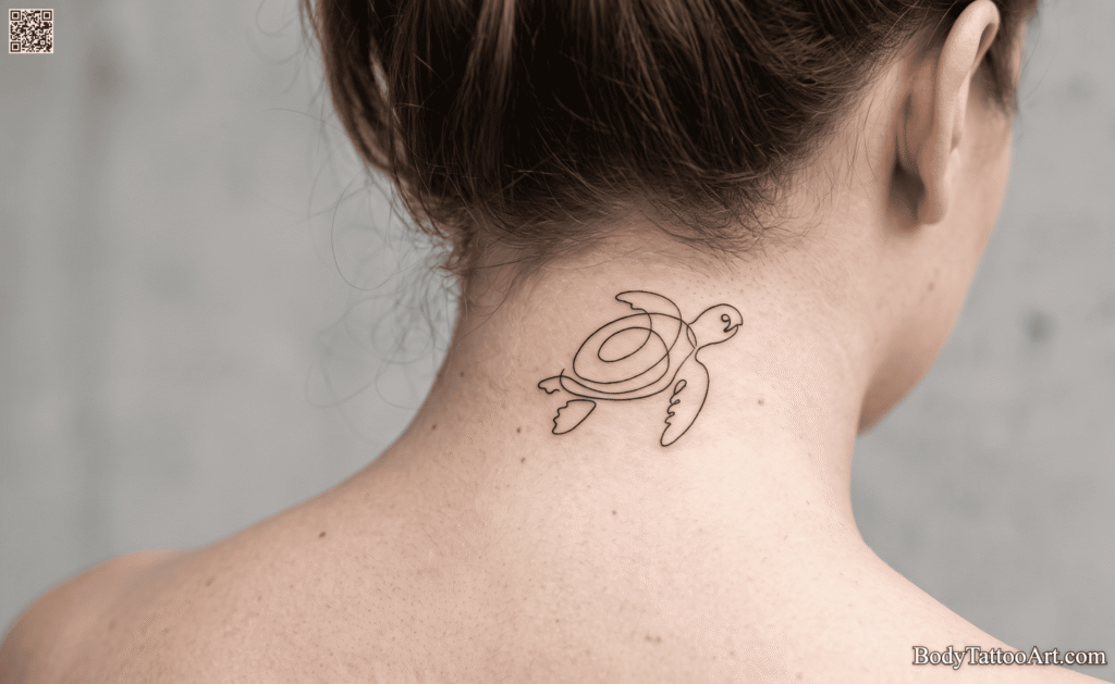 Single Line Turtle Tattoos