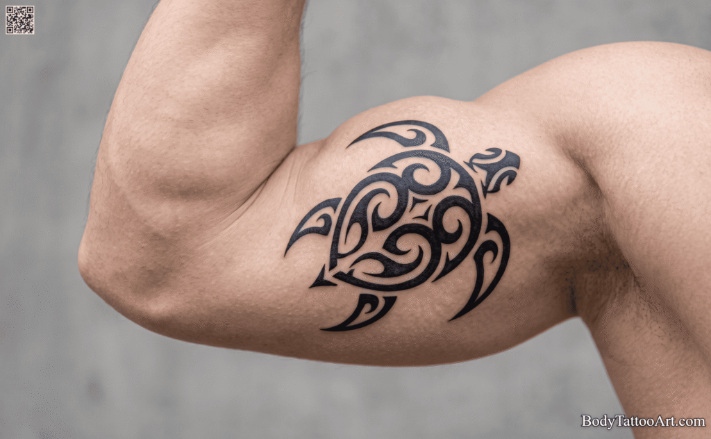 Tribal-Style Turtle Tattoo