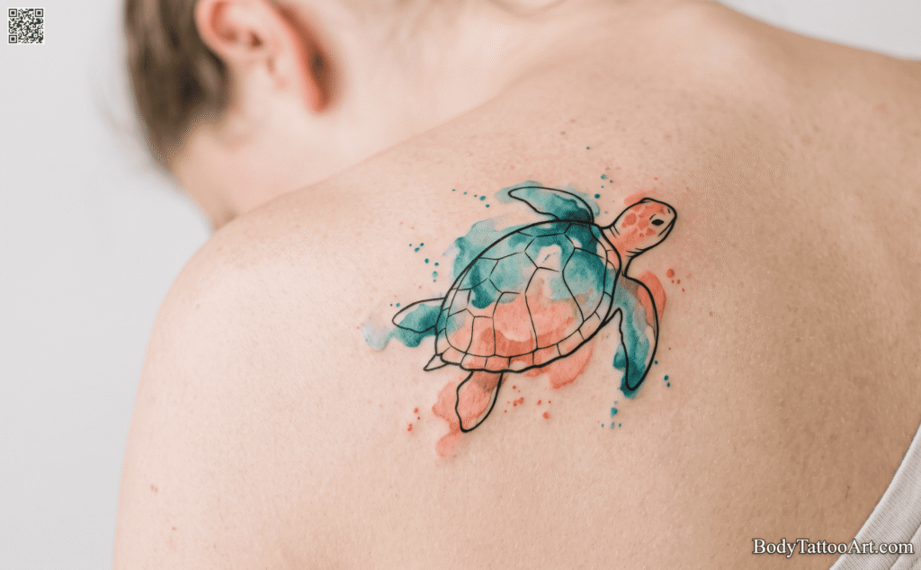 Watercolor Turtle Tattoo