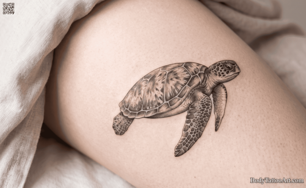 Realistic Sea Turtle Tattoos