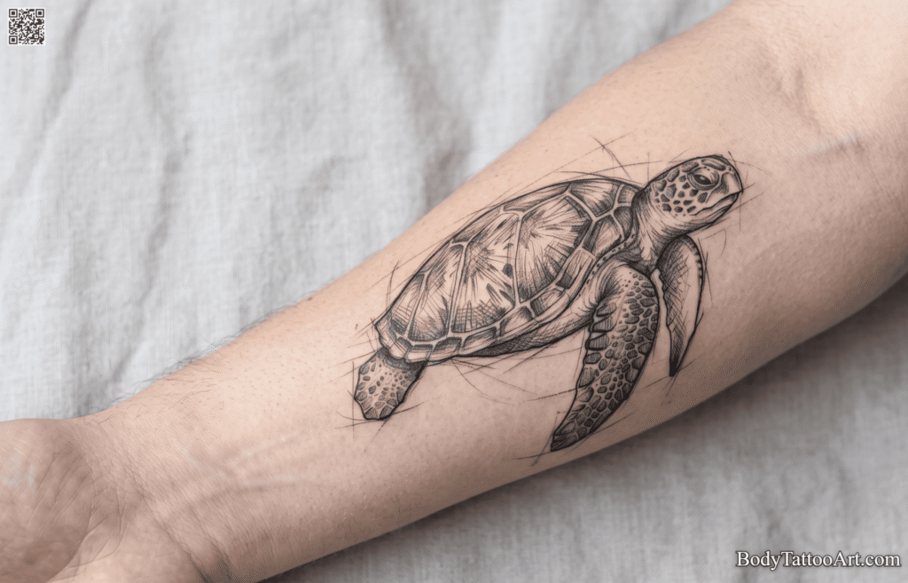 Turtle Sketch Tattoo