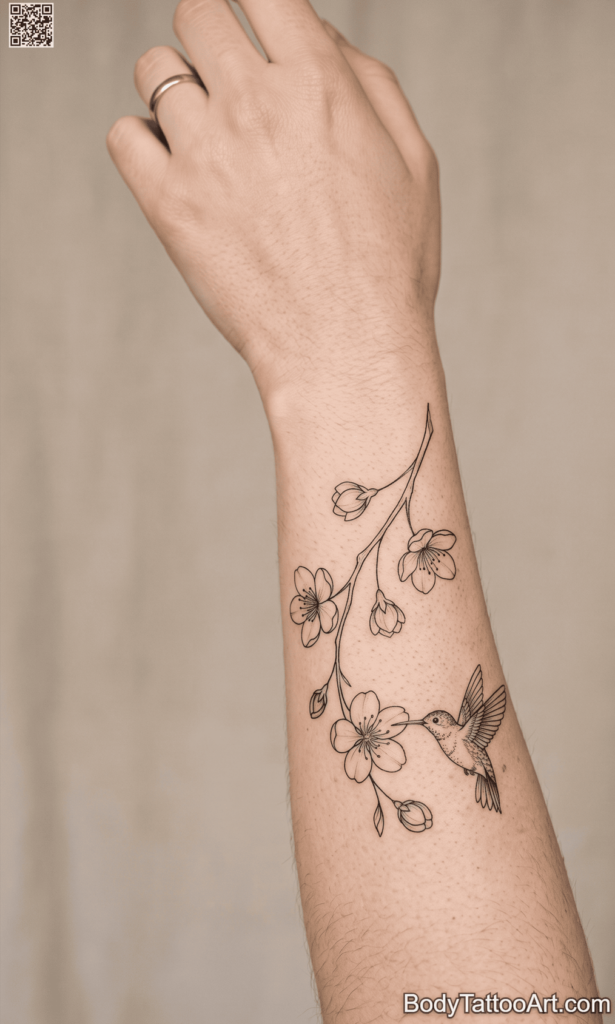 10 Beautiful Cherry Blossom With Hummingbird Tattoos You'll Love