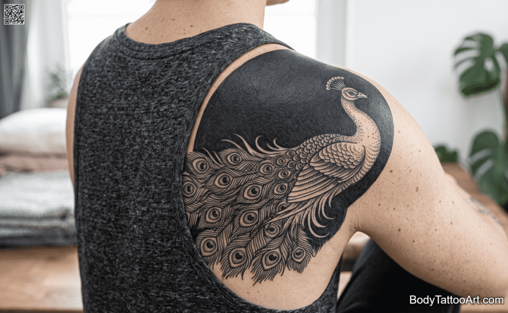  Negative space Peacock Tattoos