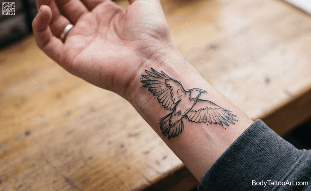The Freehand Dotwork Accent Raven