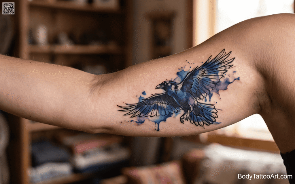 Watercolor Raven Tattoos